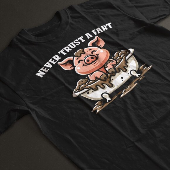 Never Trust A Fart Funny Black Shirt - Picture 1 of 1